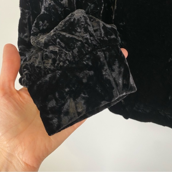 VTG Talbots V Neck Black Velvet Burnout Silk Blend Long Sleeve Top size 14 - Picture 8 of 9